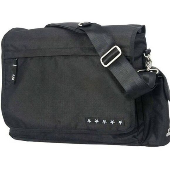 JJB Front Flap Fabric Messenger Bag in Black - Picture 1 of 9
